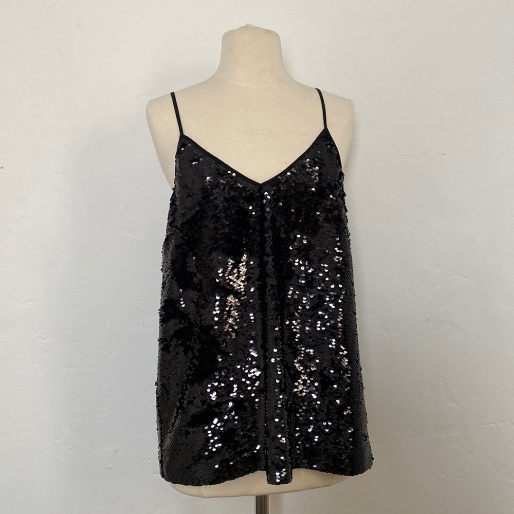 The Odells Black Sequin Singlet